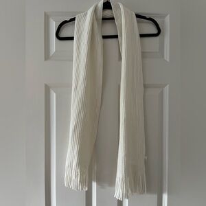 Elegant Soft Ivory White Ribbed Scarf